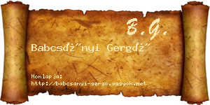 Babcsányi Gergő névjegykártya